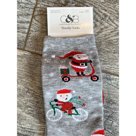 NWT Christopher and Banks Novelty Christmas Socks Santa Claus size 9 - 11 C&B - Picture 2 of 4